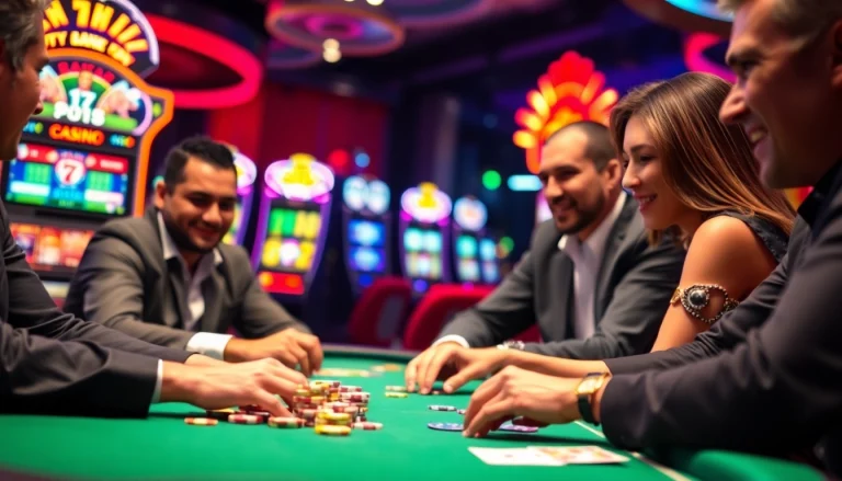 Les joueurs profitent de l'expérience immersive au casino en ligne avec des jetons colorés.