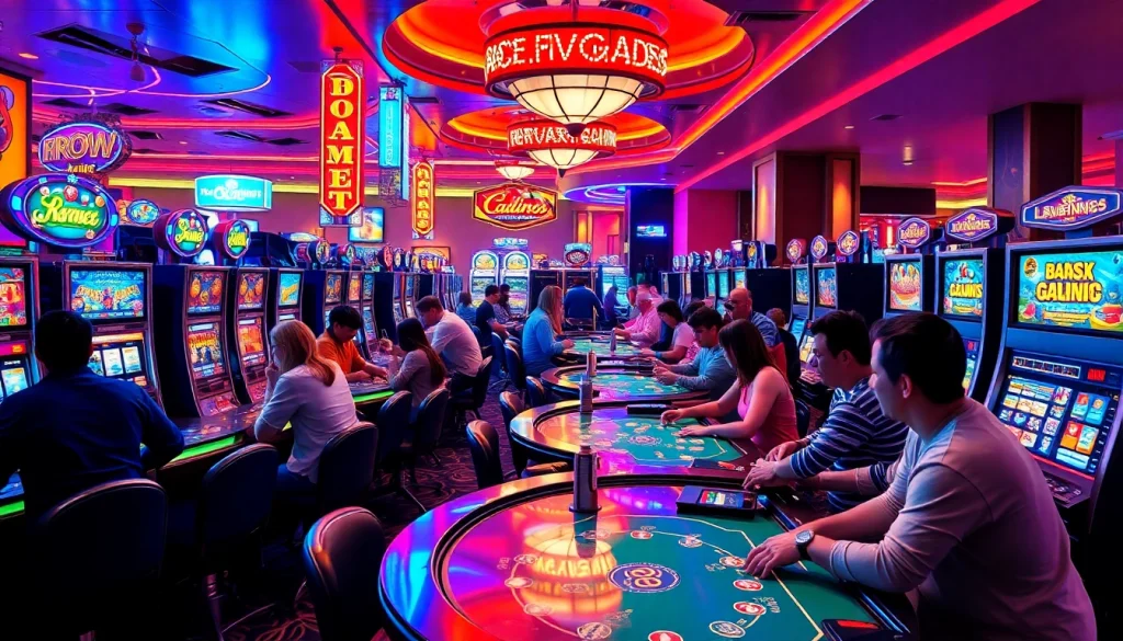 Vibrant casino en ligne atmosphere with players enjoying games in a lively setting
