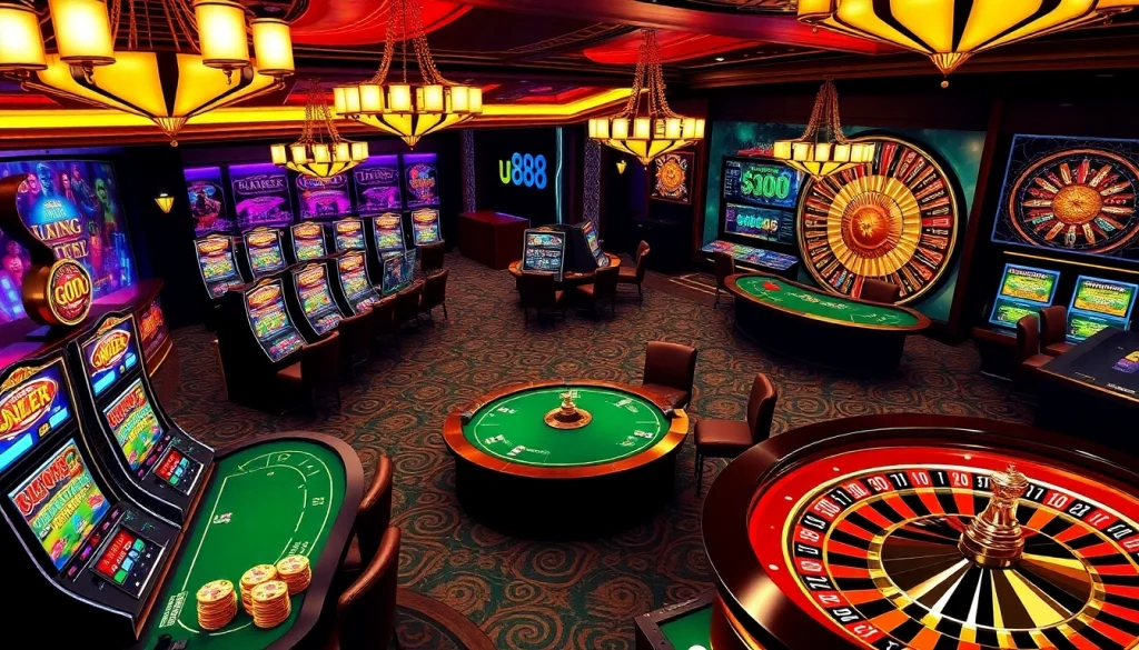 Experience the thrilling atmosphere of u 888's online casino with vibrant gaming elements.