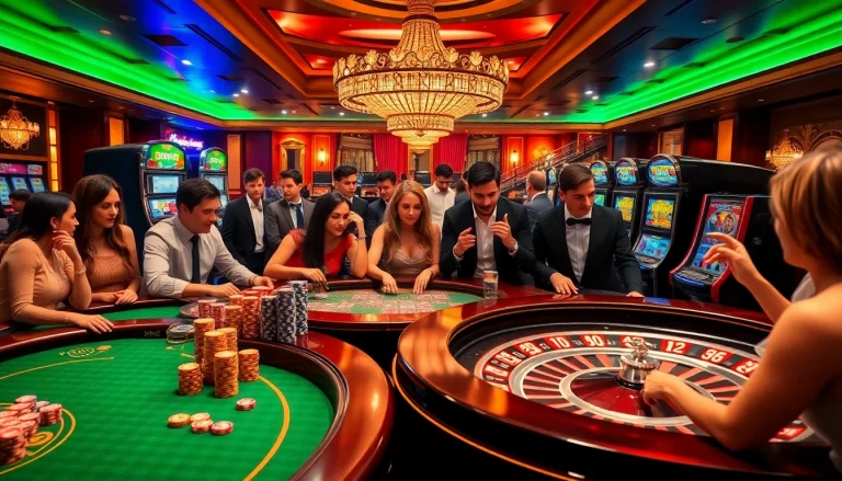 Gambling action highlighting excitement at kuwin .com casino with poker chips and roulette wheel.