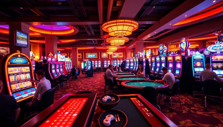 Exciting scene of players at a casino en ligne with diverse games and vibrant atmosphere.