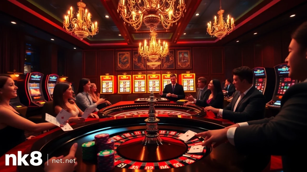 Experience the thrill of casino gaming at nk88 net with vibrant roulette action and elegant decor.