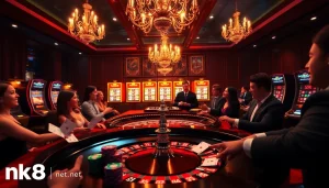 Experience the thrill of casino gaming at nk88 net with vibrant roulette action and elegant decor.